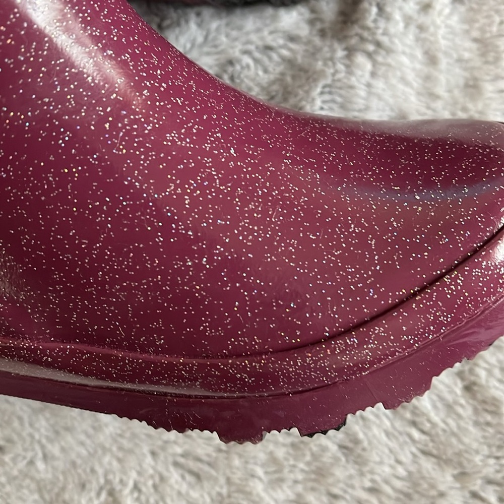 Lily & Dan Girls Rain Boots  SZ 9/10  Plum Sparkle
Ankle  Faux Fur - Picture 6 of 7